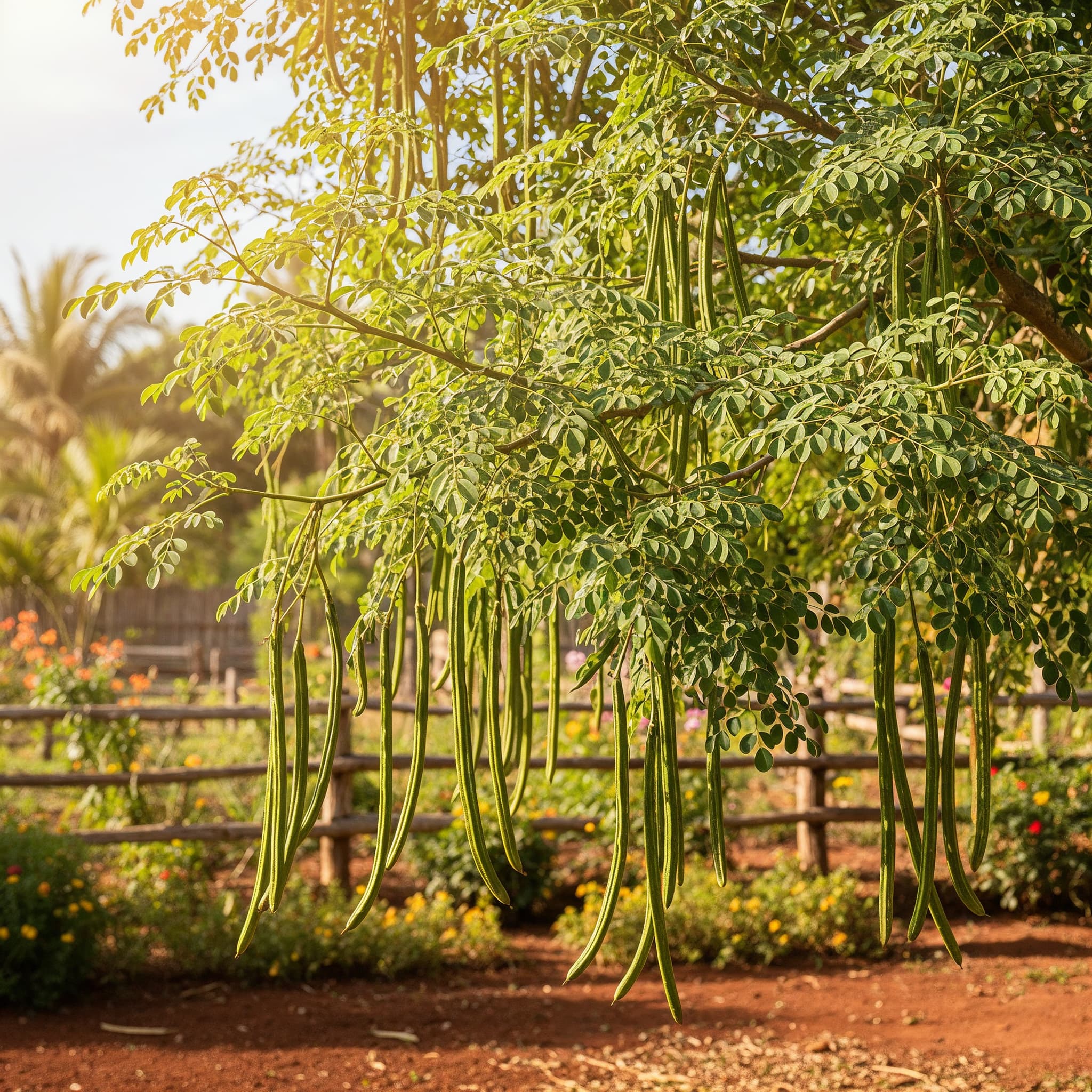 Organic Moringa trees at Organic Green Field farm in Salem, Tamil Nadu